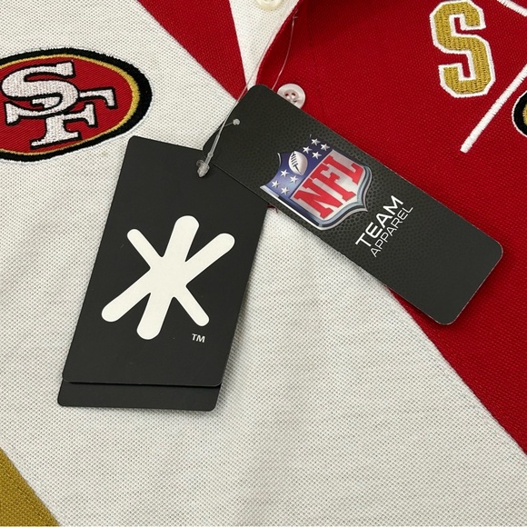 San Francisco 49ers Football Rugby Style Klew NFL Red Gold Polo Shirt Mens sizes - Picture 5 of 16
